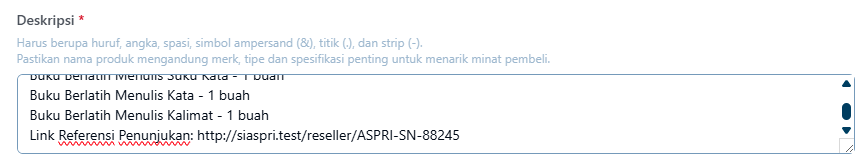 isi kolom deskripsi