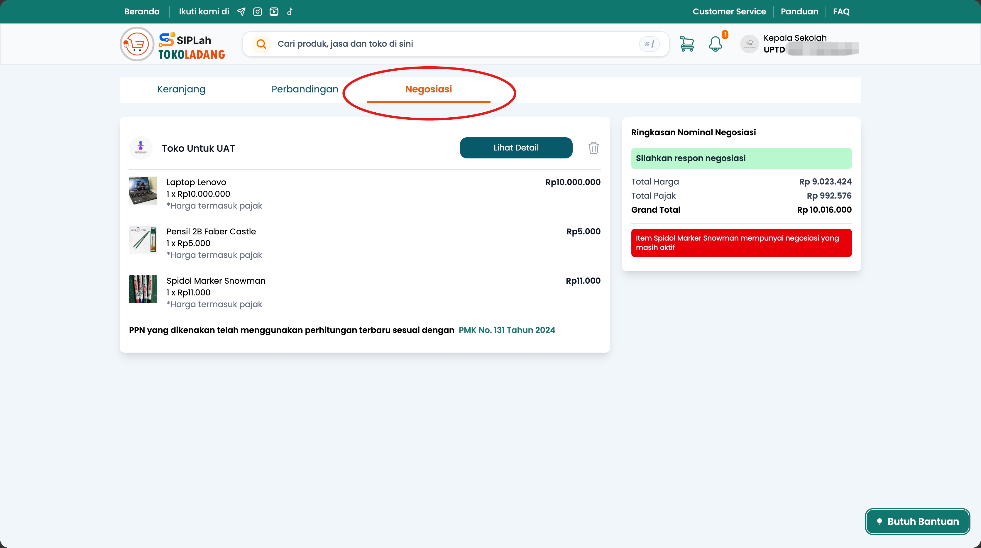 Keranjang negosiasi