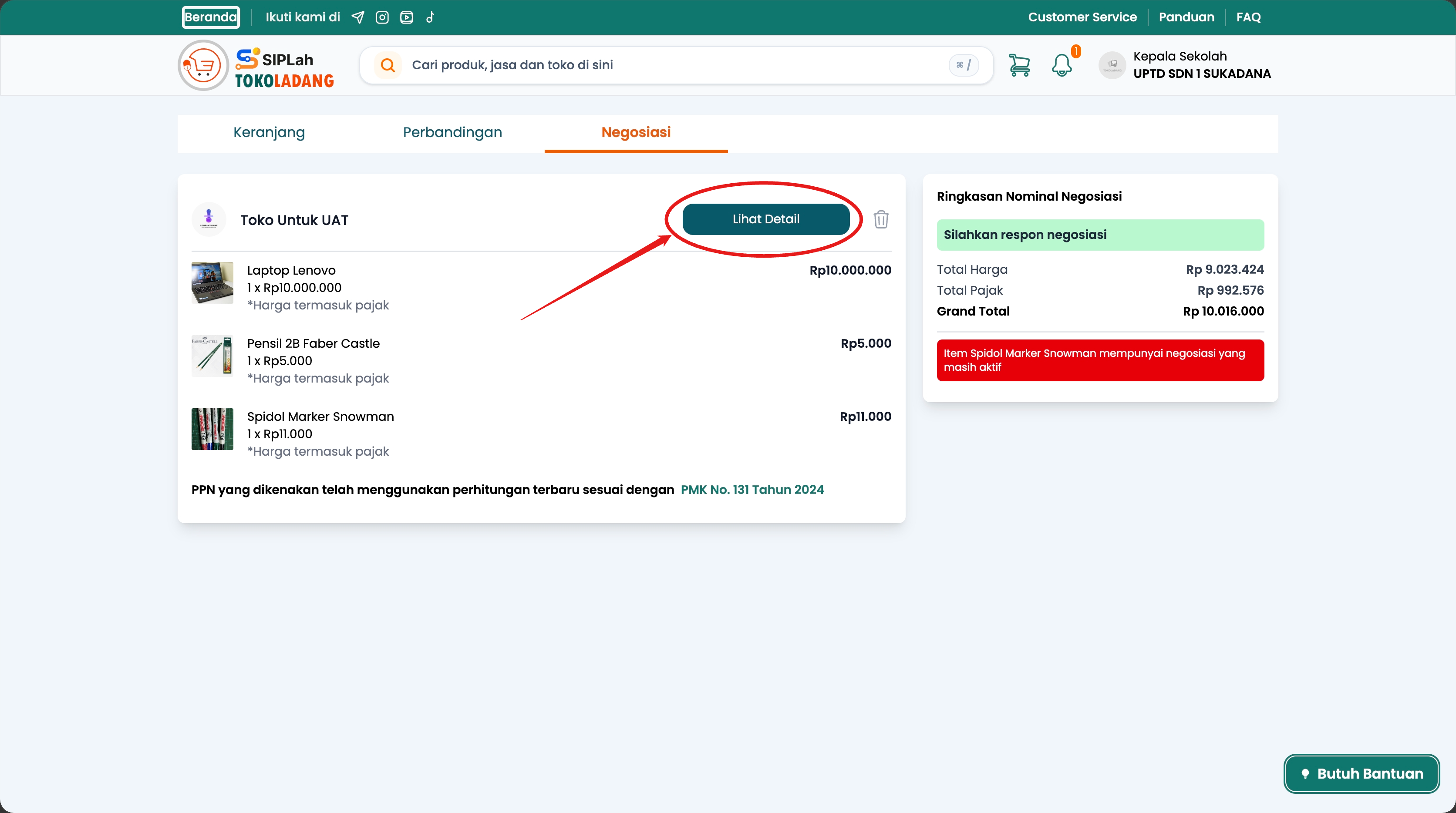 Lihat detail negosiasi